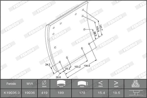 Brake Lining Kit, drum brake