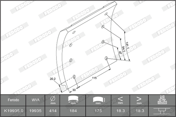 Brake Lining Kit, drum brake (K19935.1-F3745)