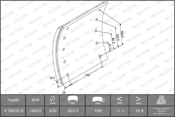 Brake Lining Kit, drum brake (K19032.0-F3658)
