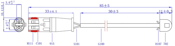 Warning Contact, brake pad wear (SWS2500)
