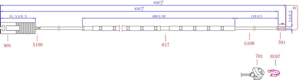 Warning Contact, brake pad wear (SWS1120)
