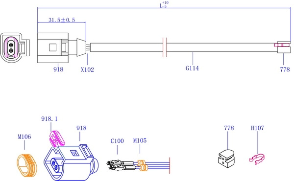 Warning Contact, brake pad wear (SWS2802)