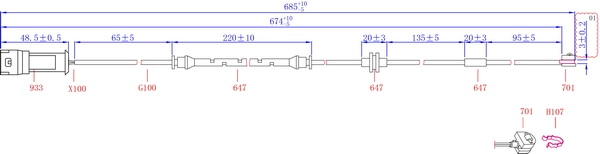 Warning Contact, brake pad wear (SWS4300)