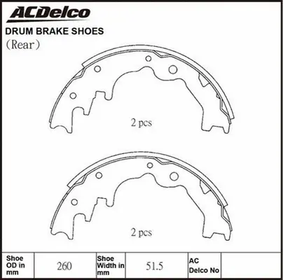 Brake Shoe Set (ACBS1665)