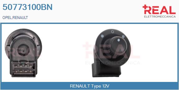 Switch, exterior rearview mirror adjustment (50773100BN)