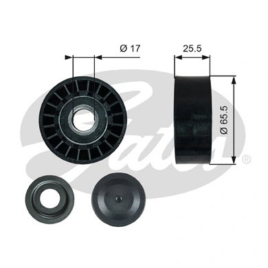 Deflection/Guide Pulley, V-ribbed belt (T36376)
