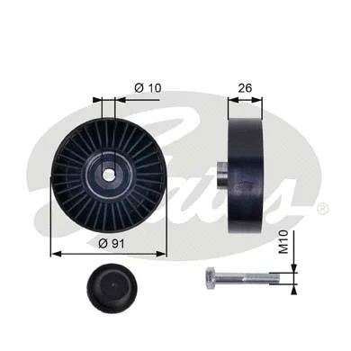 Deflection/Guide Pulley, V-ribbed belt (T36001)