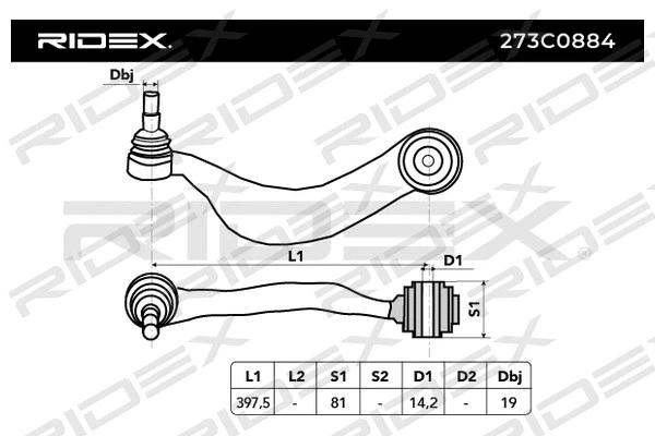 Control/Trailing Arm, wheel suspension (273C0884)