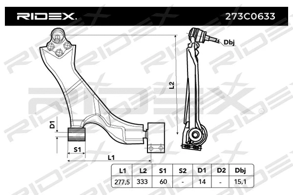 Control/Trailing Arm, wheel suspension (273C0633)