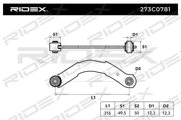Control/Trailing Arm, wheel suspension (273C0781)