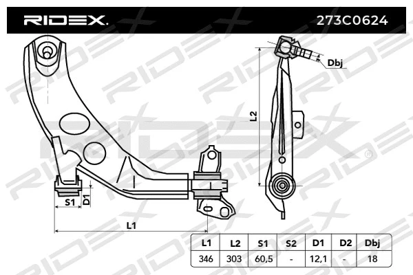 Control/Trailing Arm, wheel suspension (273C0624)
