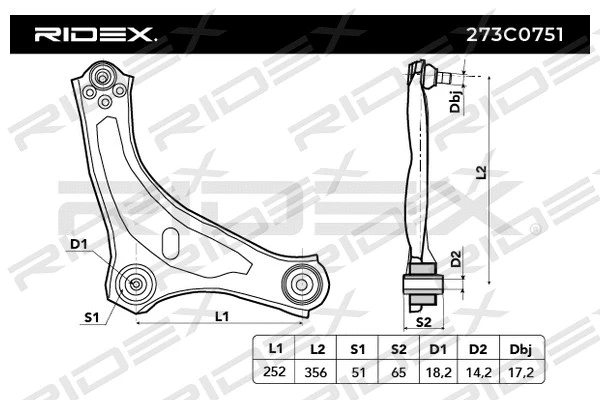 Control/Trailing Arm, wheel suspension (273C0751)