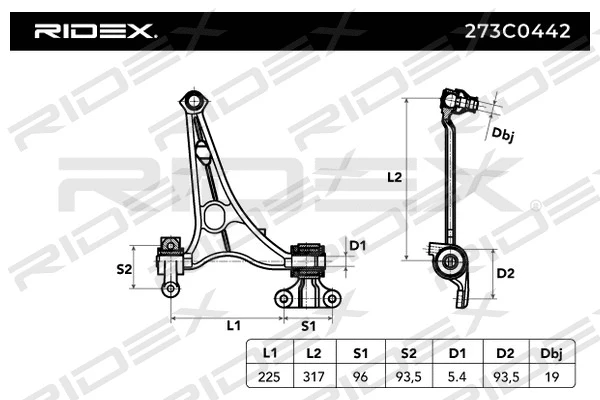 Control/Trailing Arm, wheel suspension (273C0442)