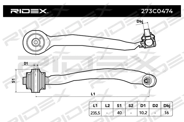 Control/Trailing Arm, wheel suspension