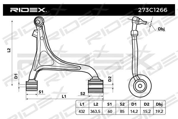 Control/Trailing Arm, wheel suspension (273C1266)