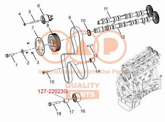 Tensioner Pulley, timing belt (127-22023G)