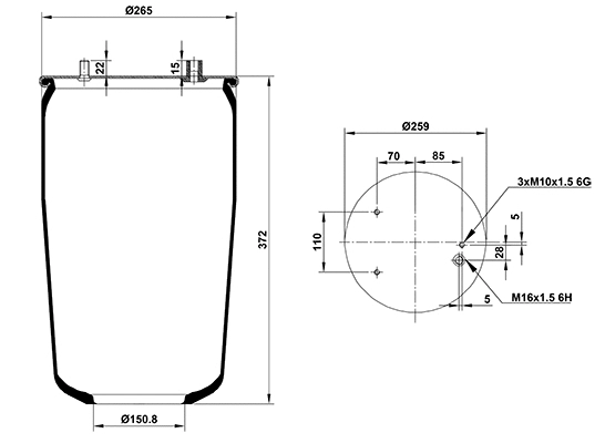 Bellow, air suspension (020.836.S)