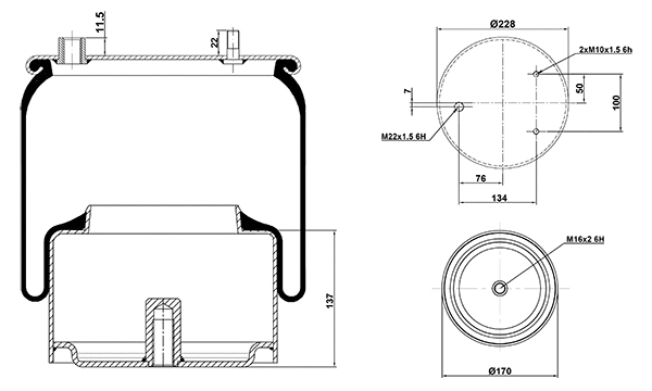 Bellow, air suspension (020.887.C08)