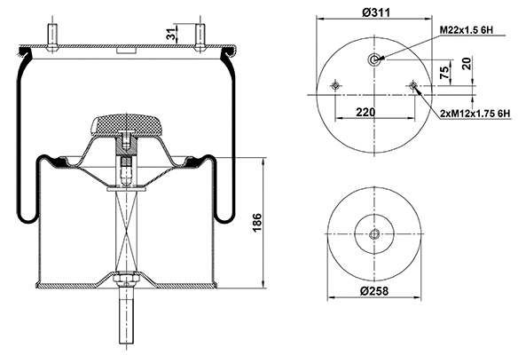 Bellow, air suspension (020.725.C02)