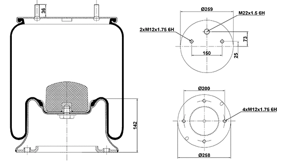 Bellow, air suspension (020.4022.C03)