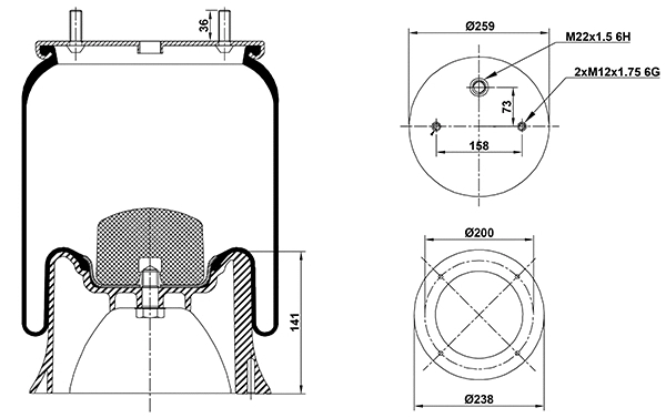 Bellow, air suspension (020.4004.CP03)
