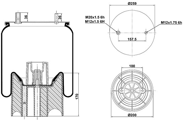Bellow, air suspension (020.4157.CP10)