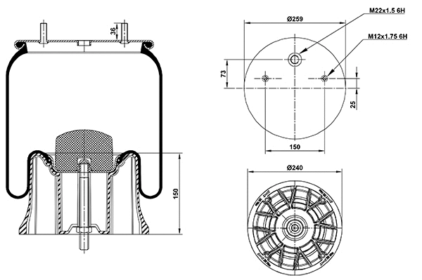 Bellow, air suspension (020.2619.CP)