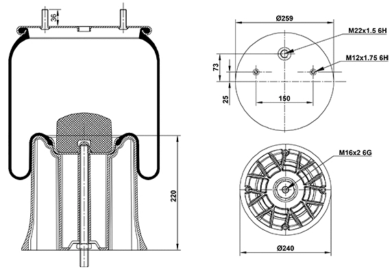 Bellow, air suspension (020.2626.CP)