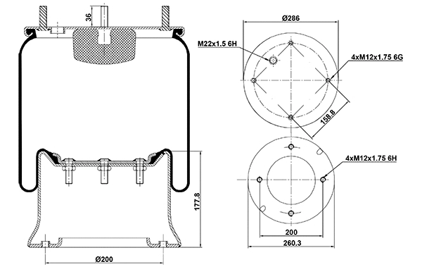 Bellow, air suspension (020.813.C)