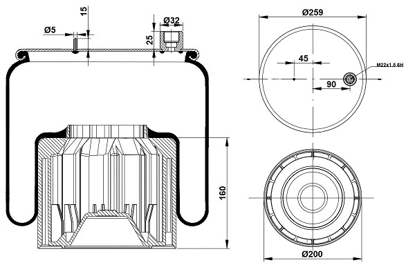 Bellow, air suspension (020.6122.CP46)