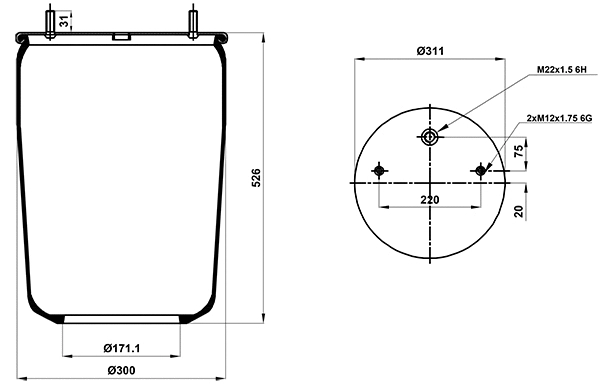 Bellow, air suspension (020.725.S01)