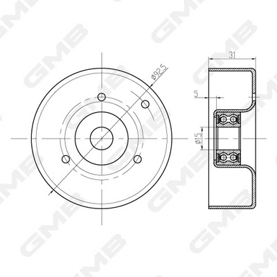 Deflection/Guide Pulley, timing belt (GTC0510)