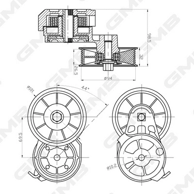 Belt Tensioner, V-ribbed belt