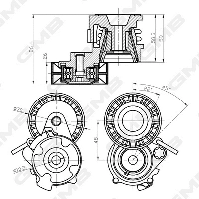 Belt Tensioner, V-ribbed belt