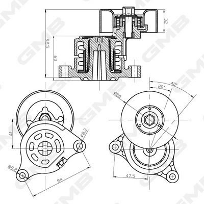Belt Tensioner, V-ribbed belt