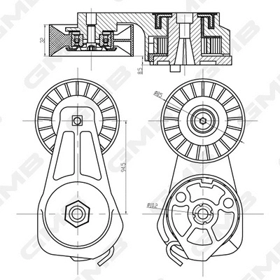 Belt Tensioner, V-ribbed belt (GAT22410)