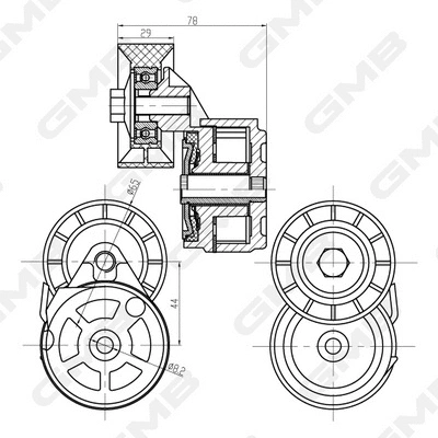 Belt Tensioner, V-ribbed belt (GAT21220)