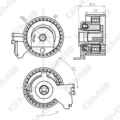 Tensioner Pulley, timing belt (GTB0230)
