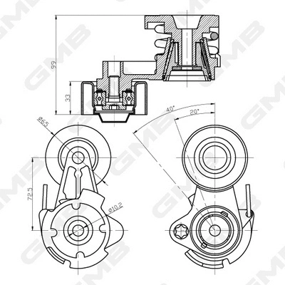 Belt Tensioner, V-ribbed belt (GAT20600)