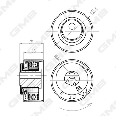Tensioner Pulley, timing belt (GTB0480)