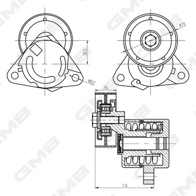 Belt Tensioner, V-ribbed belt