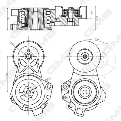 Belt Tensioner, V-ribbed belt