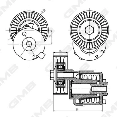 Belt Tensioner, V-ribbed belt (GAT32760)