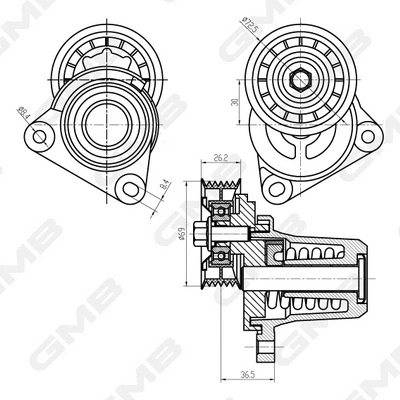 Belt Tensioner, V-ribbed belt (GAT32590)