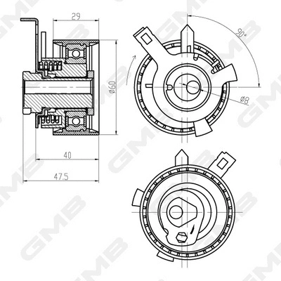 Tensioner Pulley, timing belt (GTB0290)