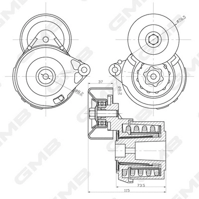 Belt Tensioner, V-ribbed belt