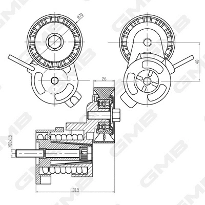 Belt Tensioner, V-ribbed belt (GAT21490)