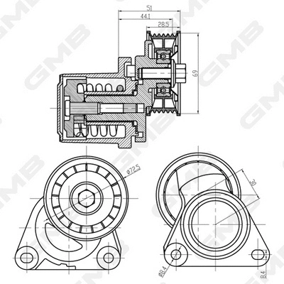 Belt Tensioner, V-ribbed belt (GAT30320)