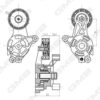 Belt Tensioner, V-ribbed belt (GAT21270)
