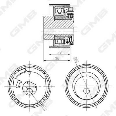 Tensioner Pulley, timing belt (GTB0470)